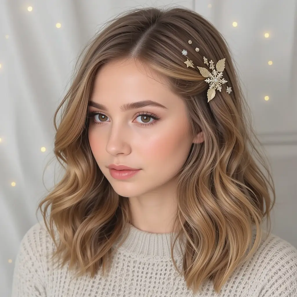 Side Clip Waves with Holiday Barrettes