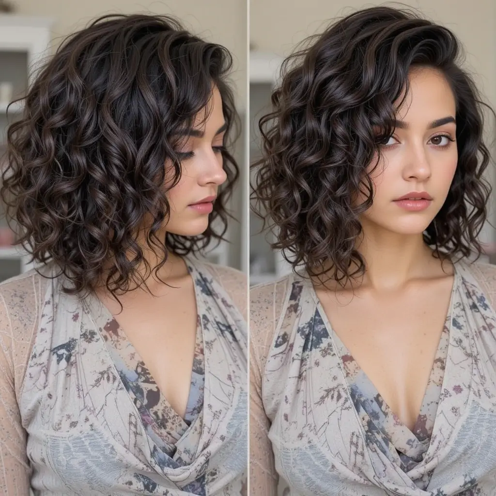 Side-Part Mod Cut with Defined Curls