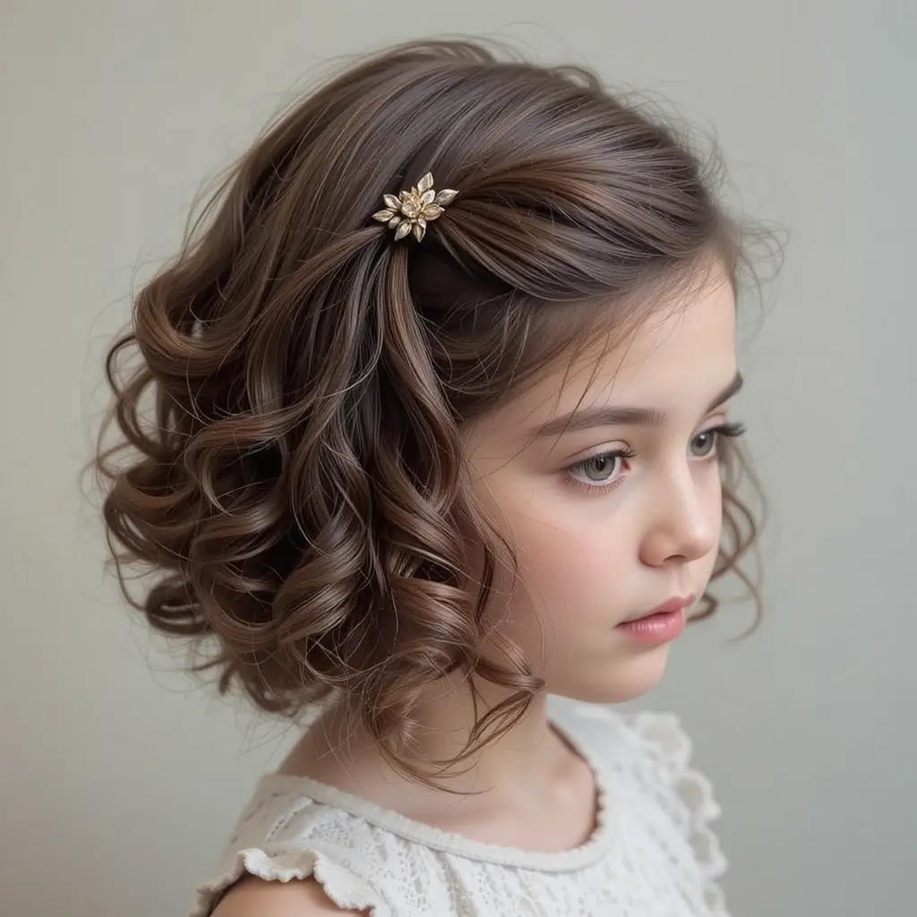 Side-Parted Curly Bob with Pins