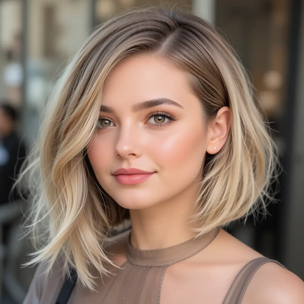 Side Parted Feathered Lob