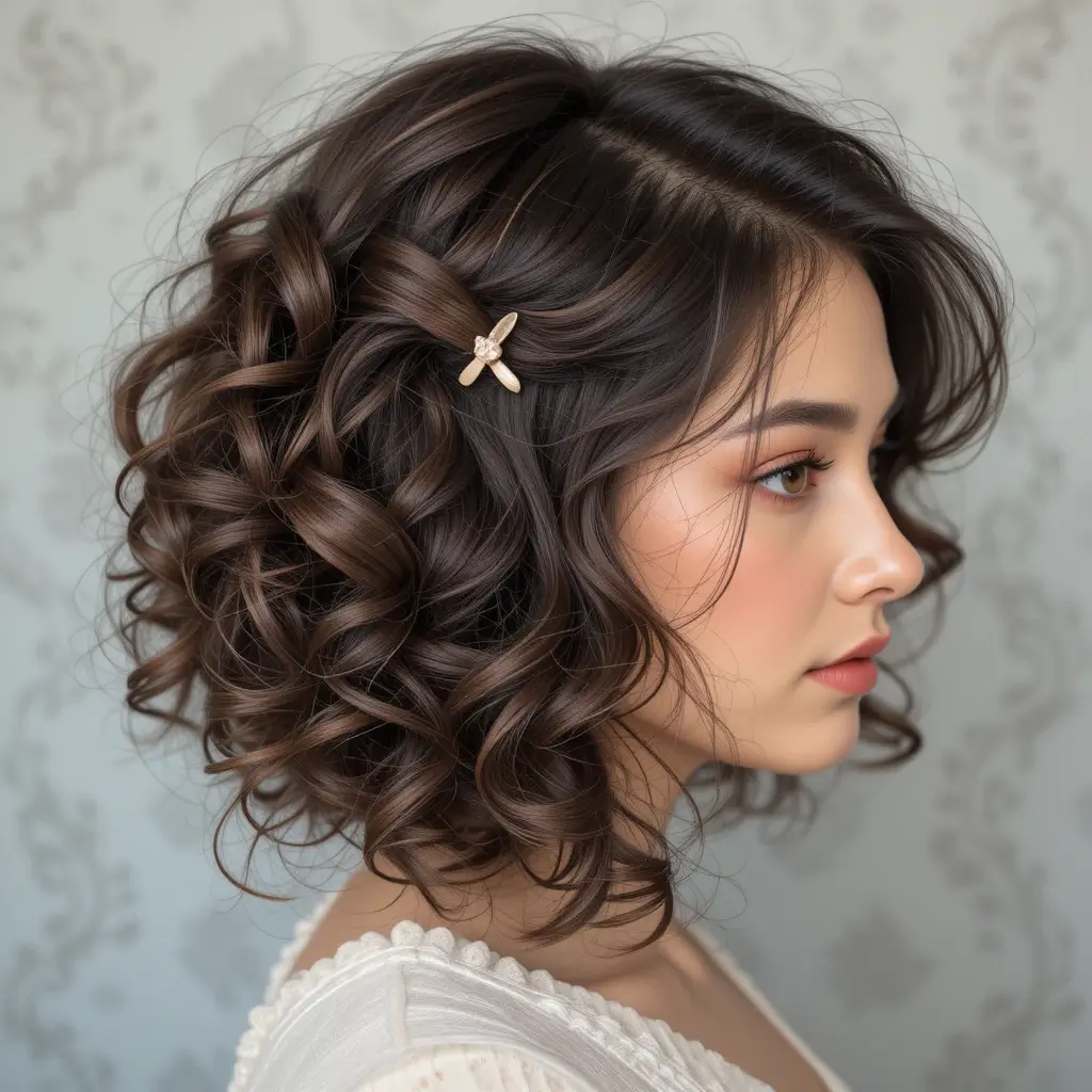 Side-Pinned Curls with Volume