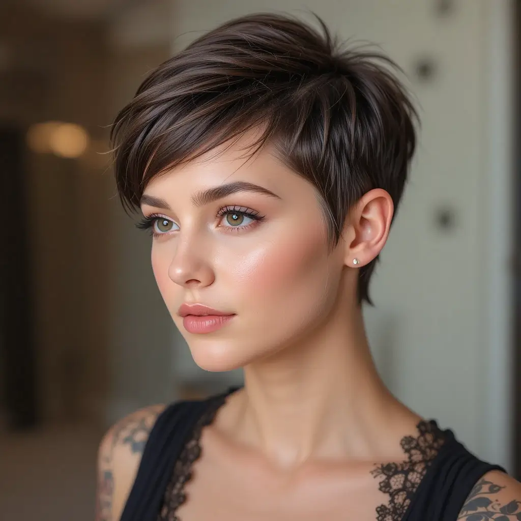 Side-Pinned Pixie Cut