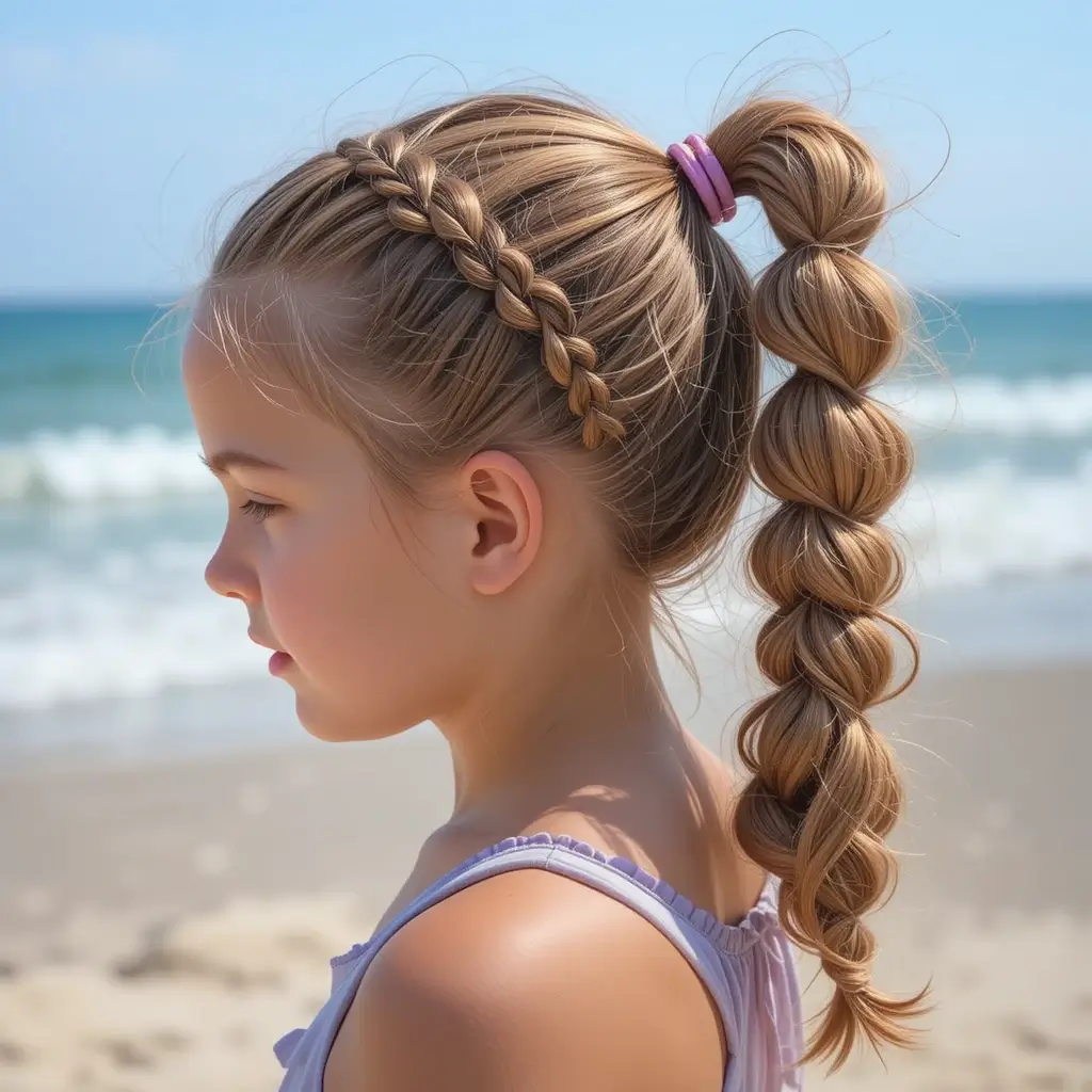Side Ponytail with Bubble Braids