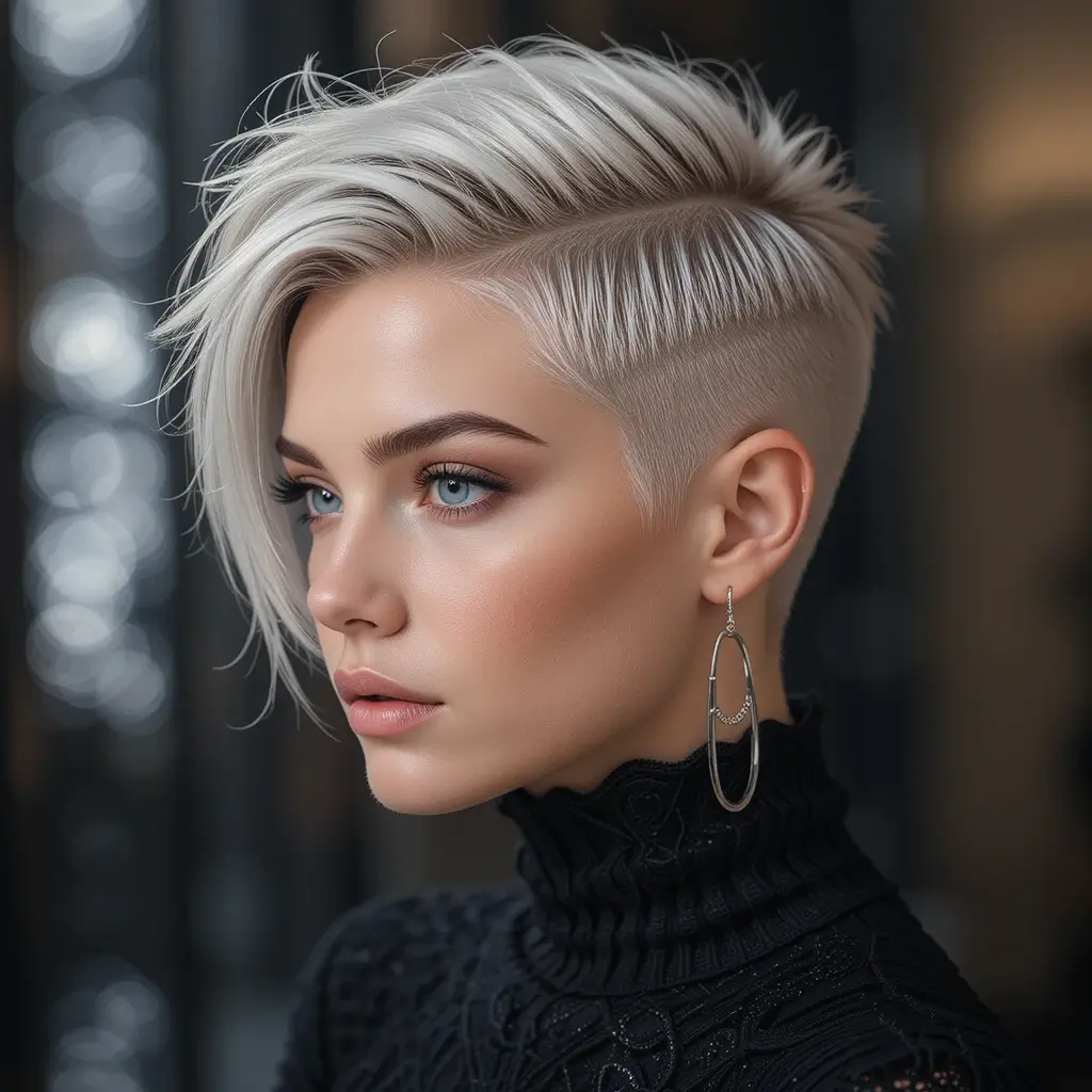 Side-Shaved Pixie with Volume on Top