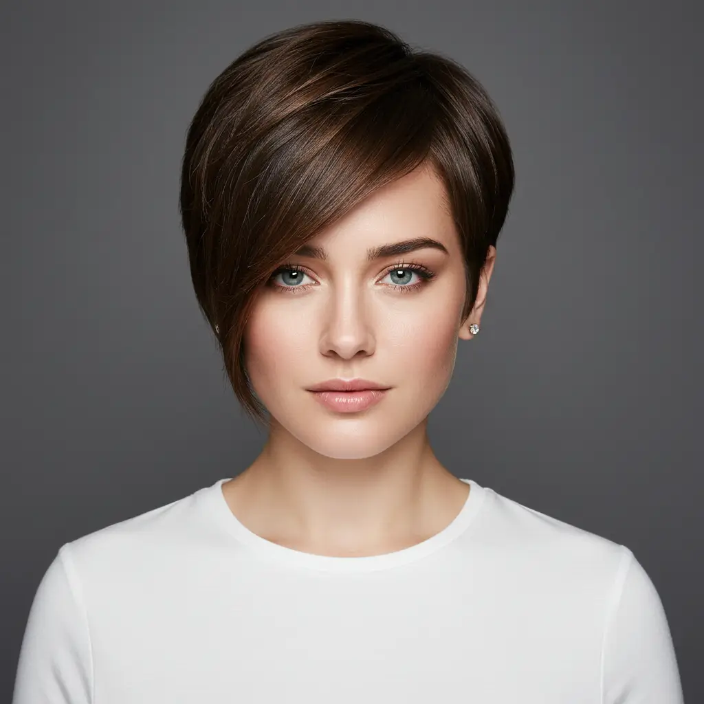 Side Swept Bangs with Short Cut
