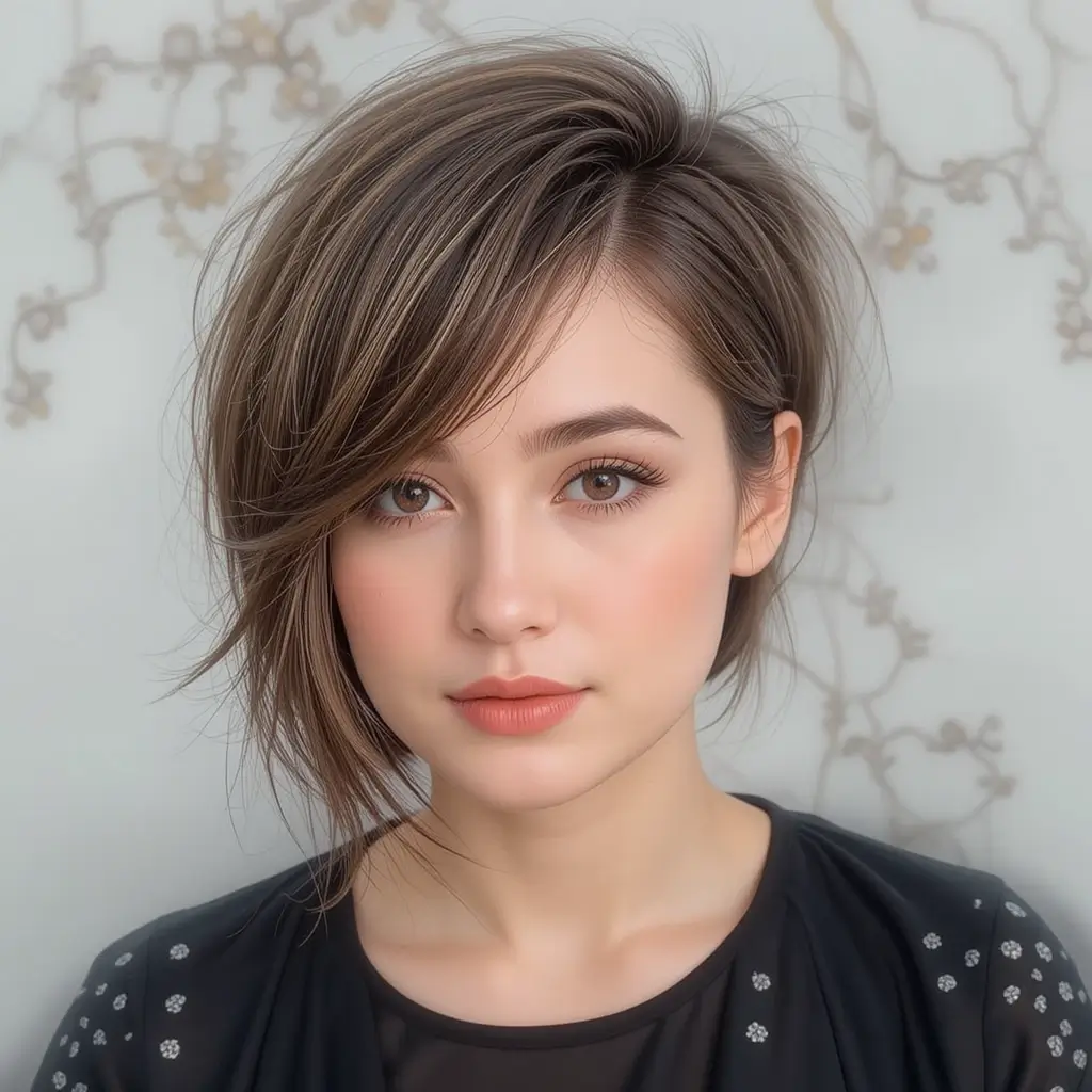 Side Swept Bangs with Short Cut