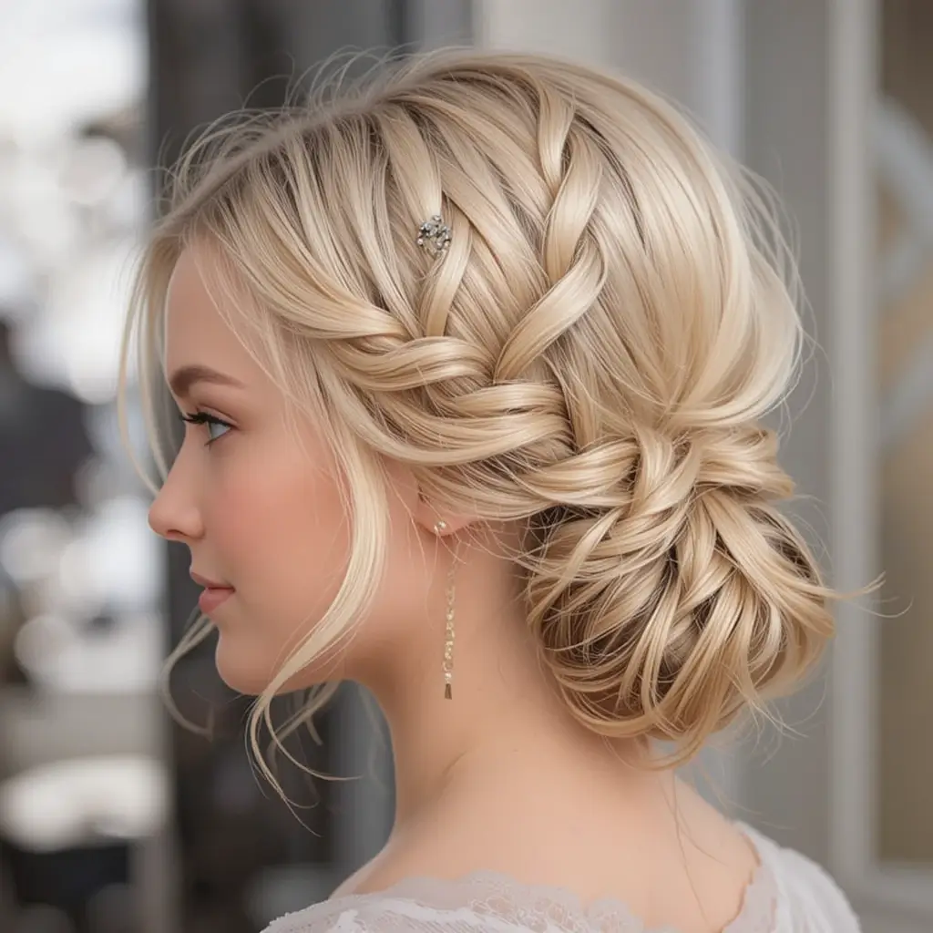 Side-Swept Braided Bun