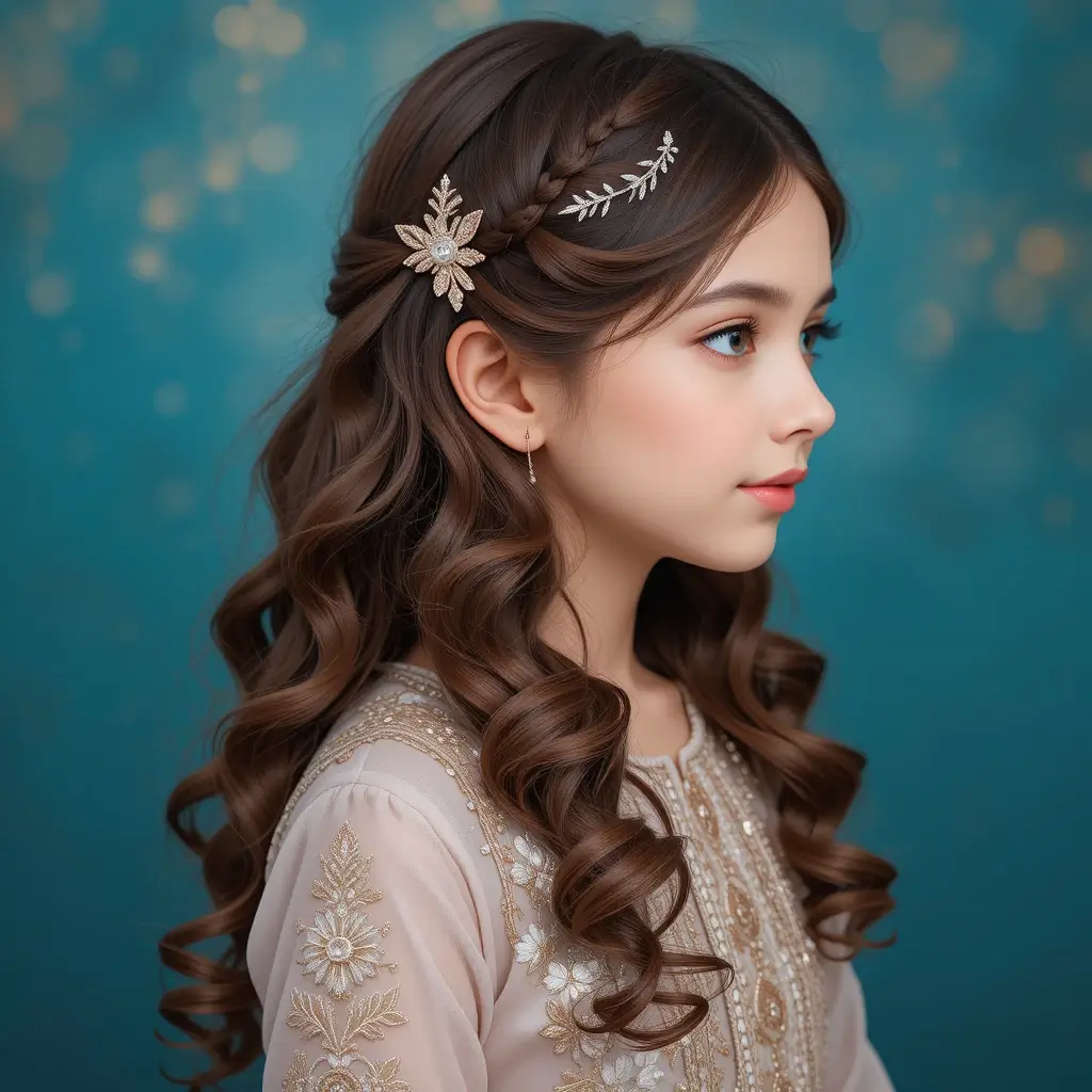 Side-Swept Curls with Accessories