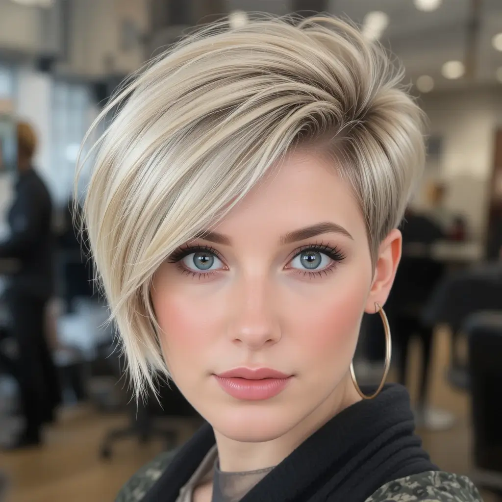 Side Swept Pixie with Volume