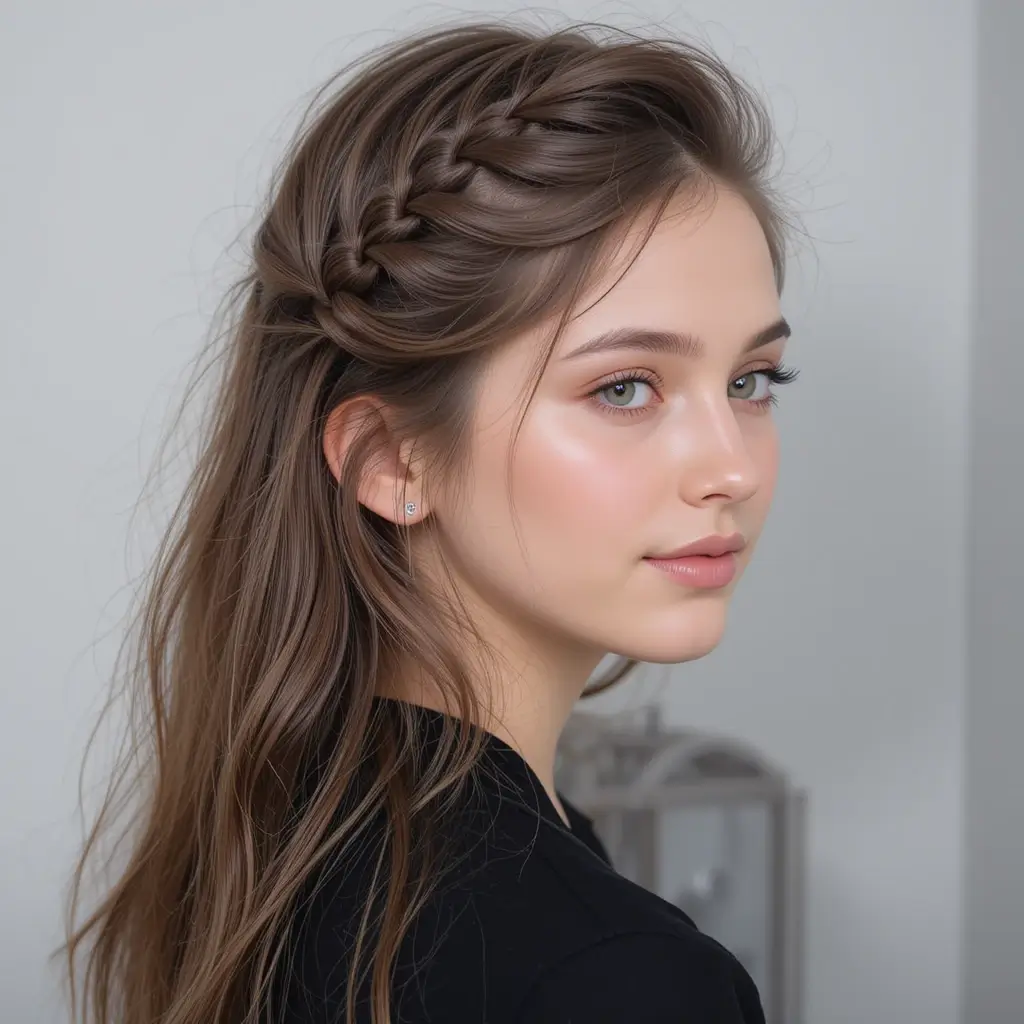 Side Twist with Loose Hair