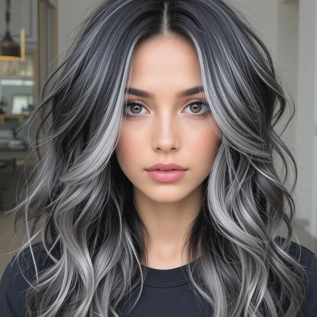 Silver Streaks in Dark Hair
