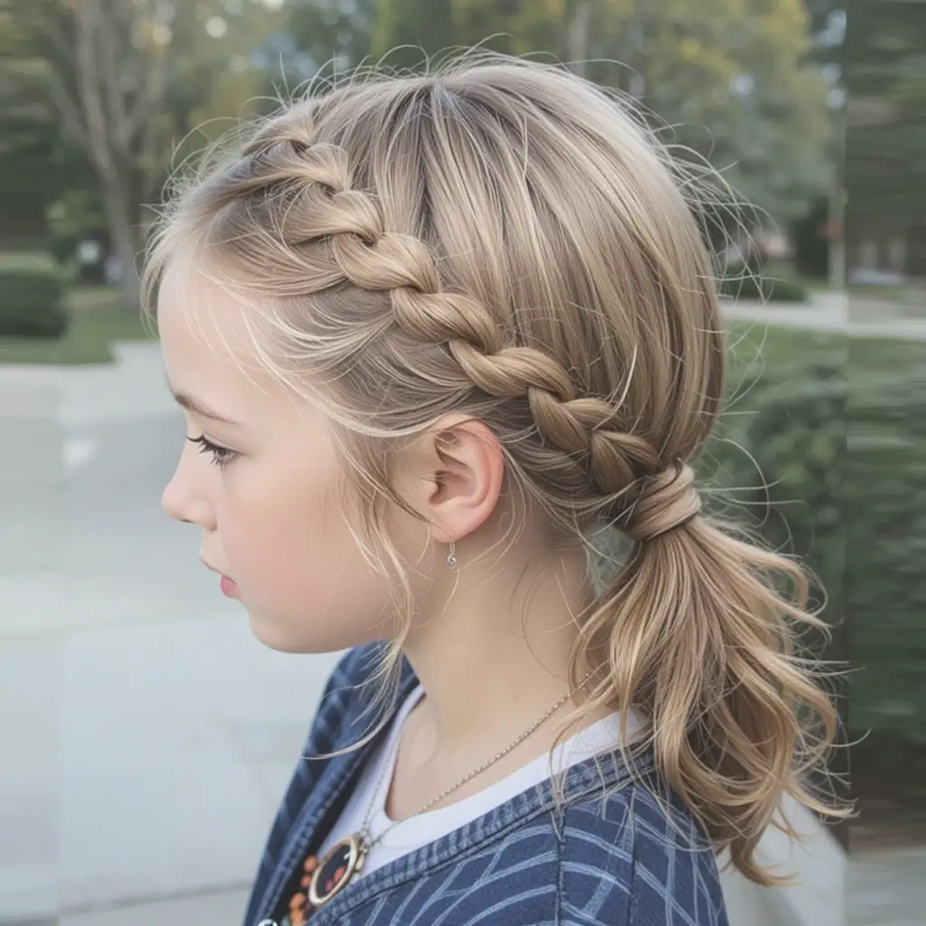 Simple French Braid into Low Ponytail