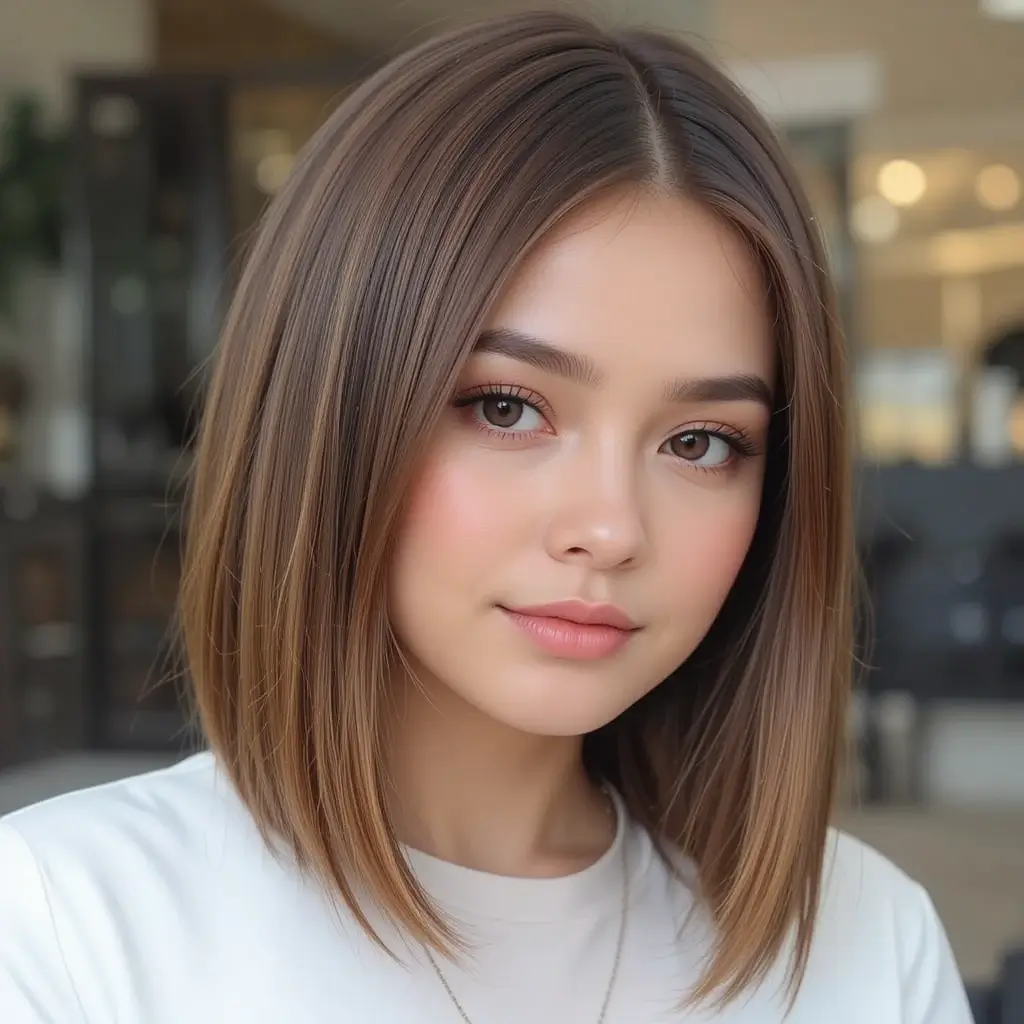 Sleek Lob with Center Part