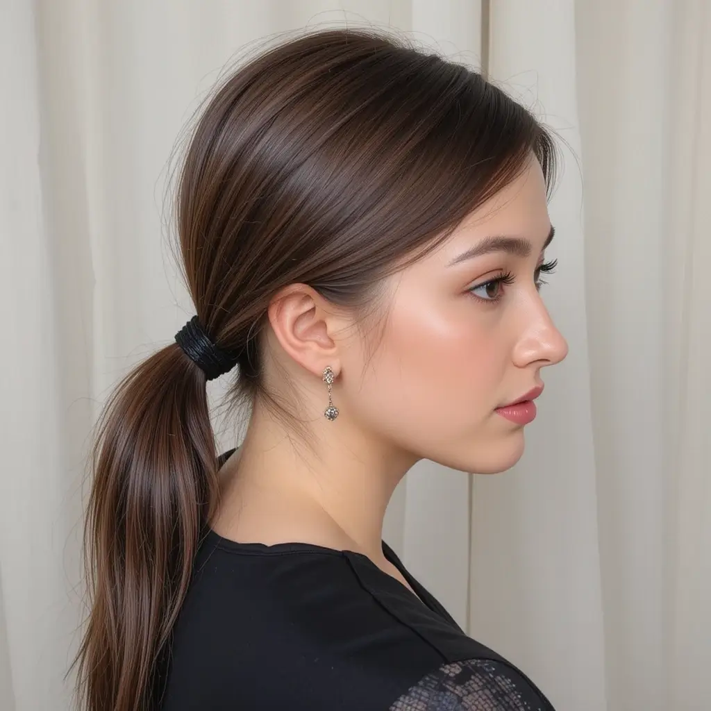 Sleek Low Pony with Wrap