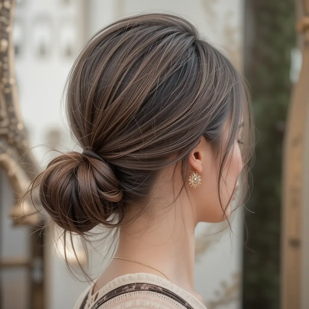 Sleek Low Ponytail with Middle Part