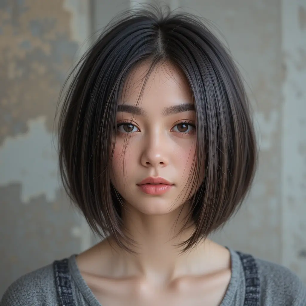 Sleek Middle-Parted Bob
