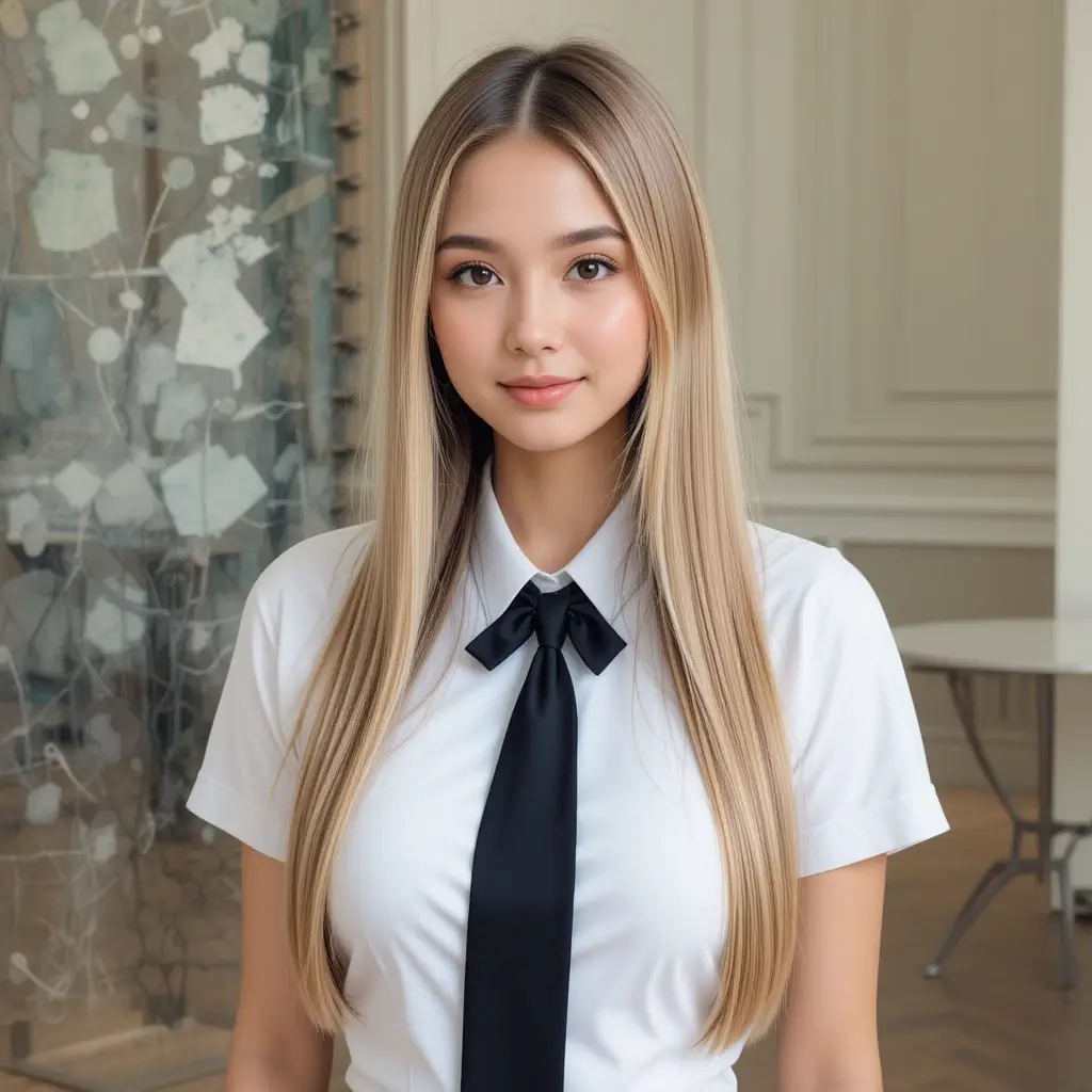 Sleek Straight Hair with Middle Part