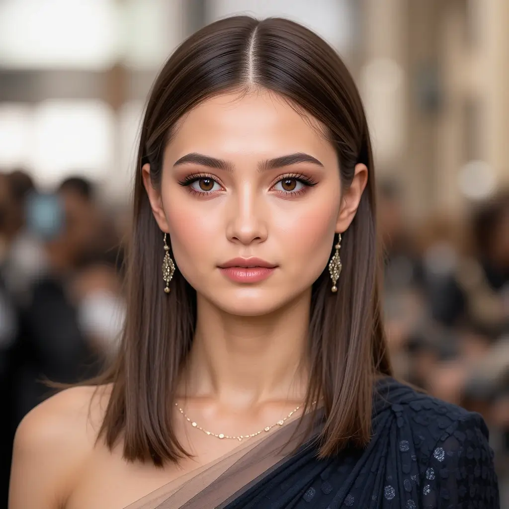 Sleek Straight with Middle Part