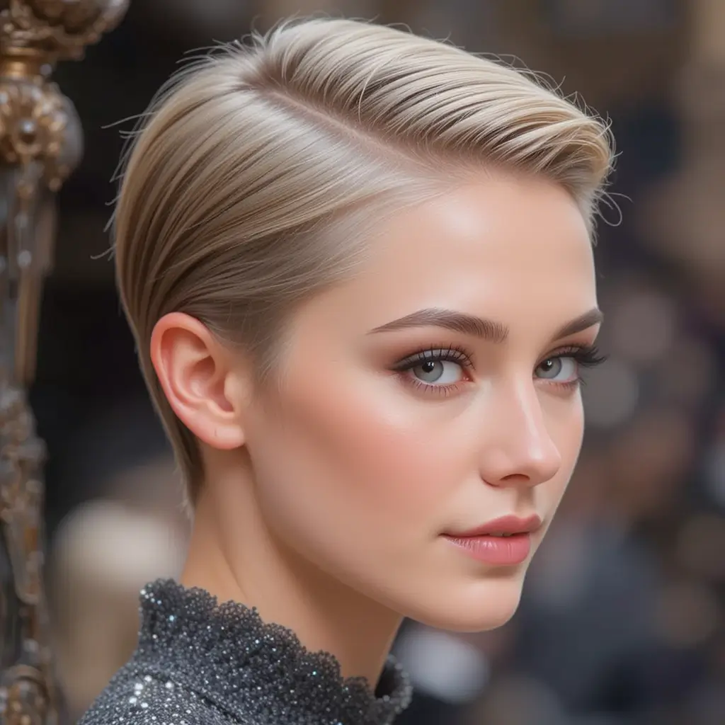 Slicked-Back Pixie with Height