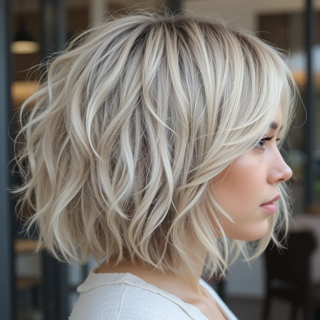 Soft Tousled Lob with Side Volume