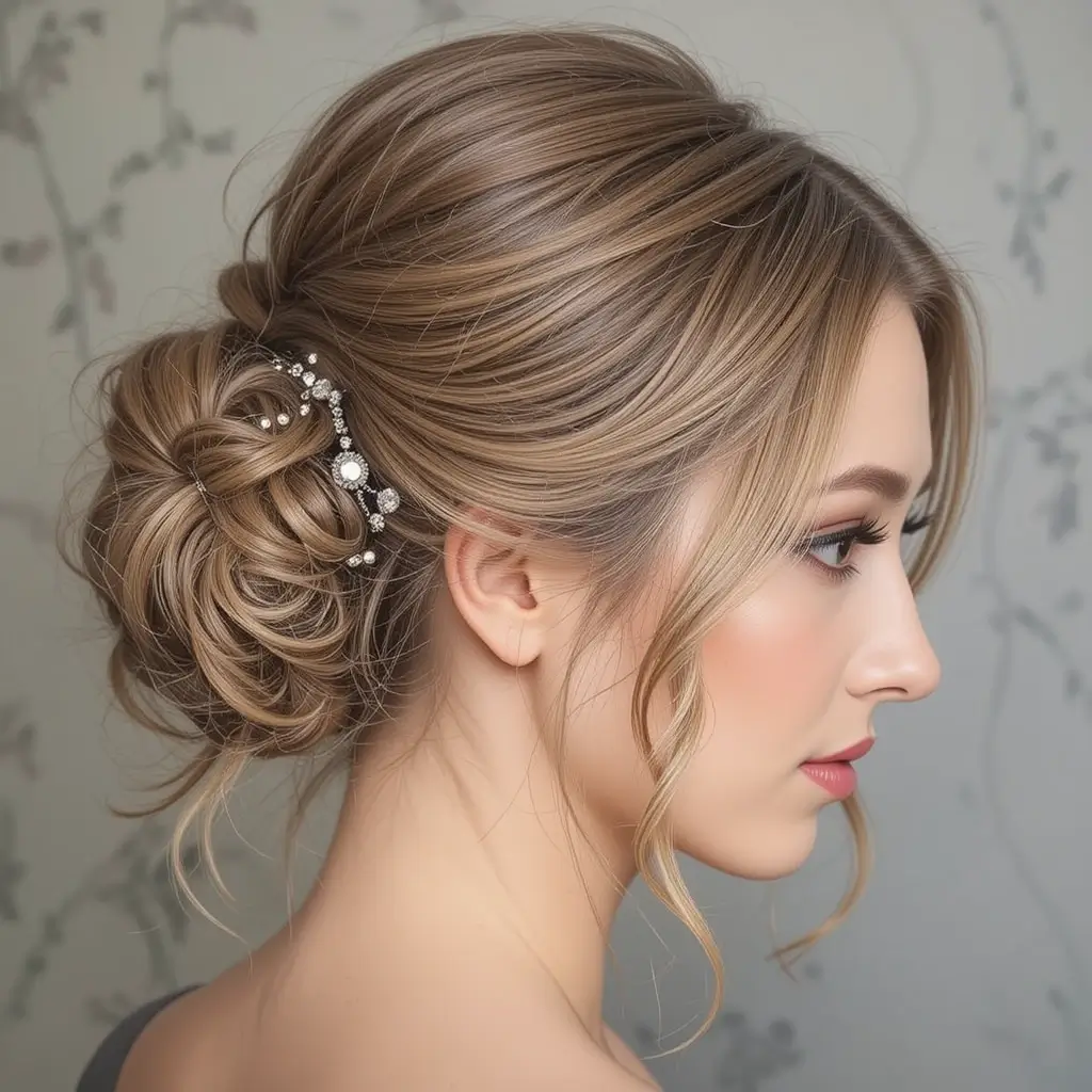 Soft Updo with Hair Jewelry