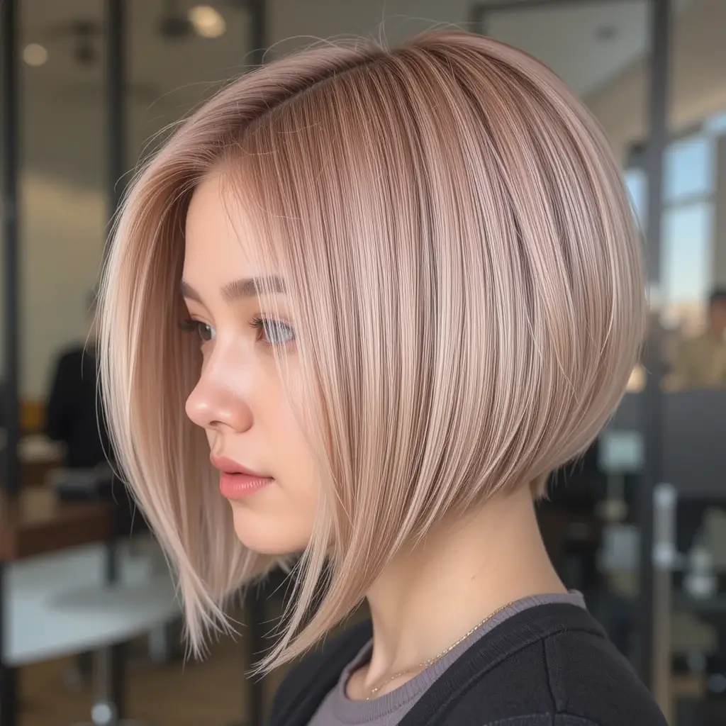 Strawberry Blonde Angled Bob
