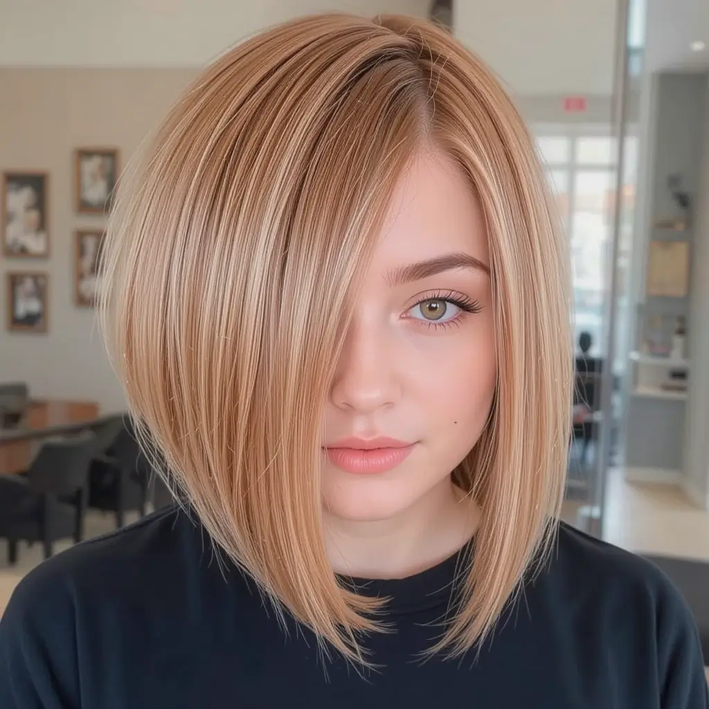 Strawberry Blonde Angled Bob