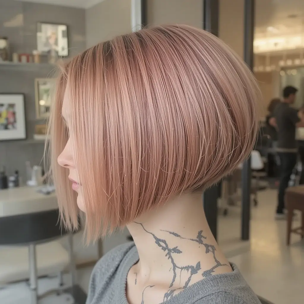 Strawberry Blonde Inverted Bob