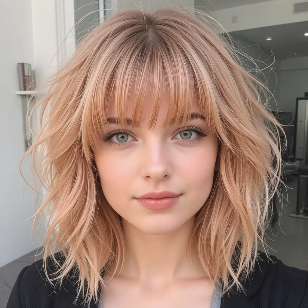Strawberry Blonde Shag Cut