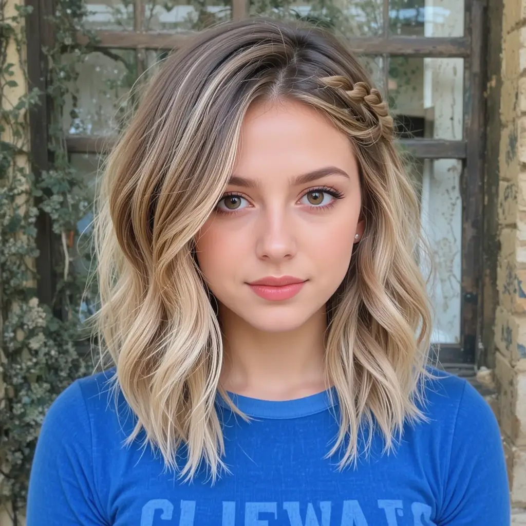  Textured Lob with Side Braid