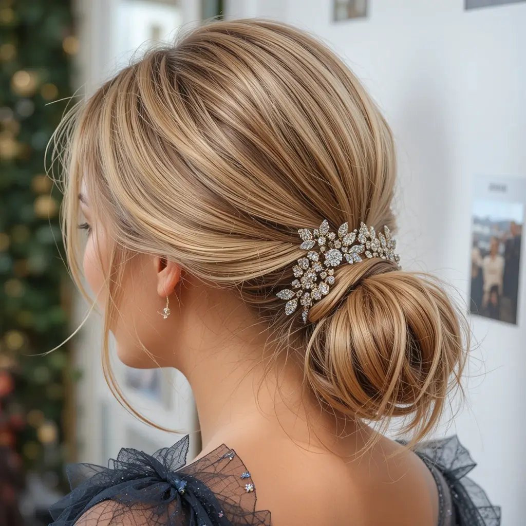 Textured Low Ponytail with Accessories