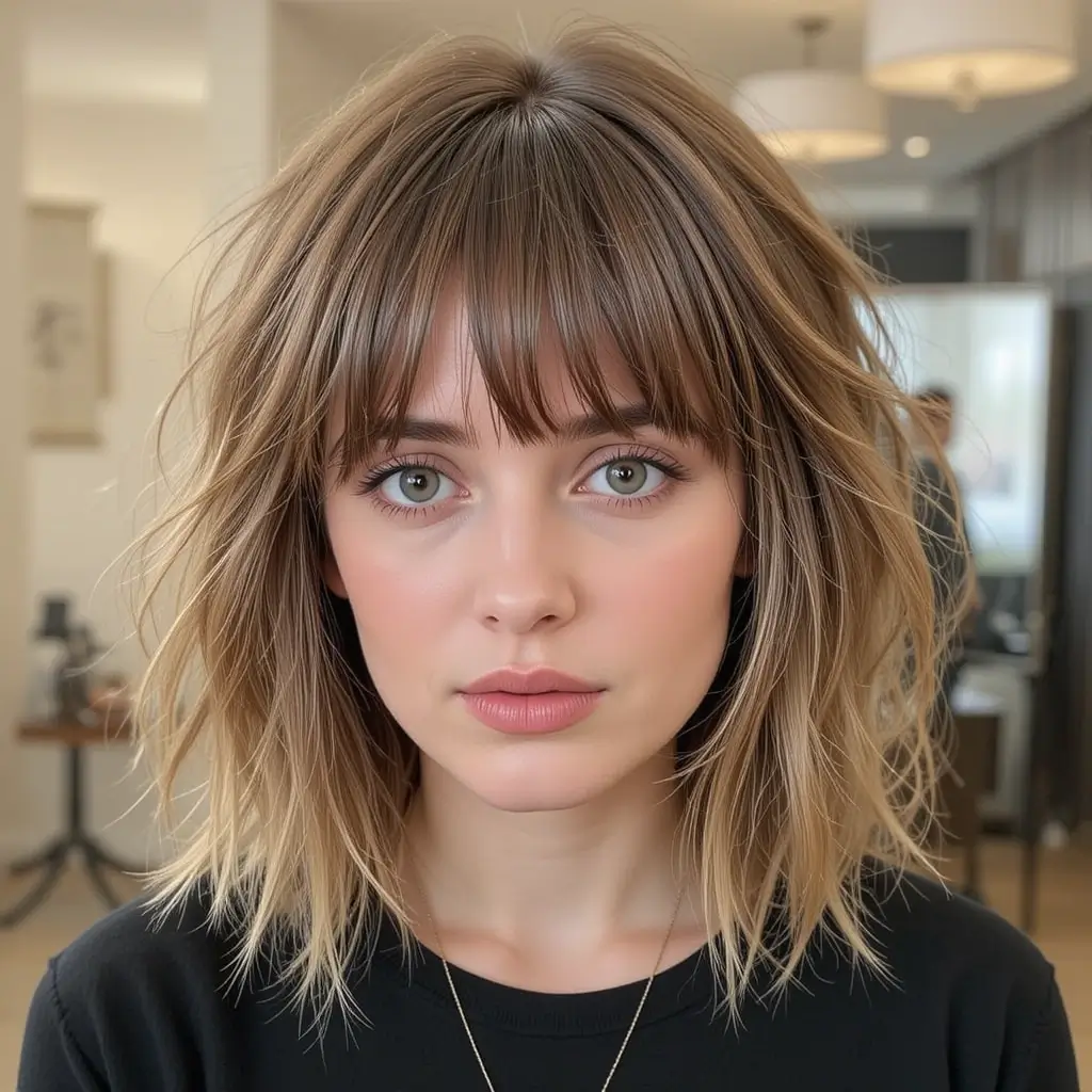 Tousled Lob with Swoop Bangs