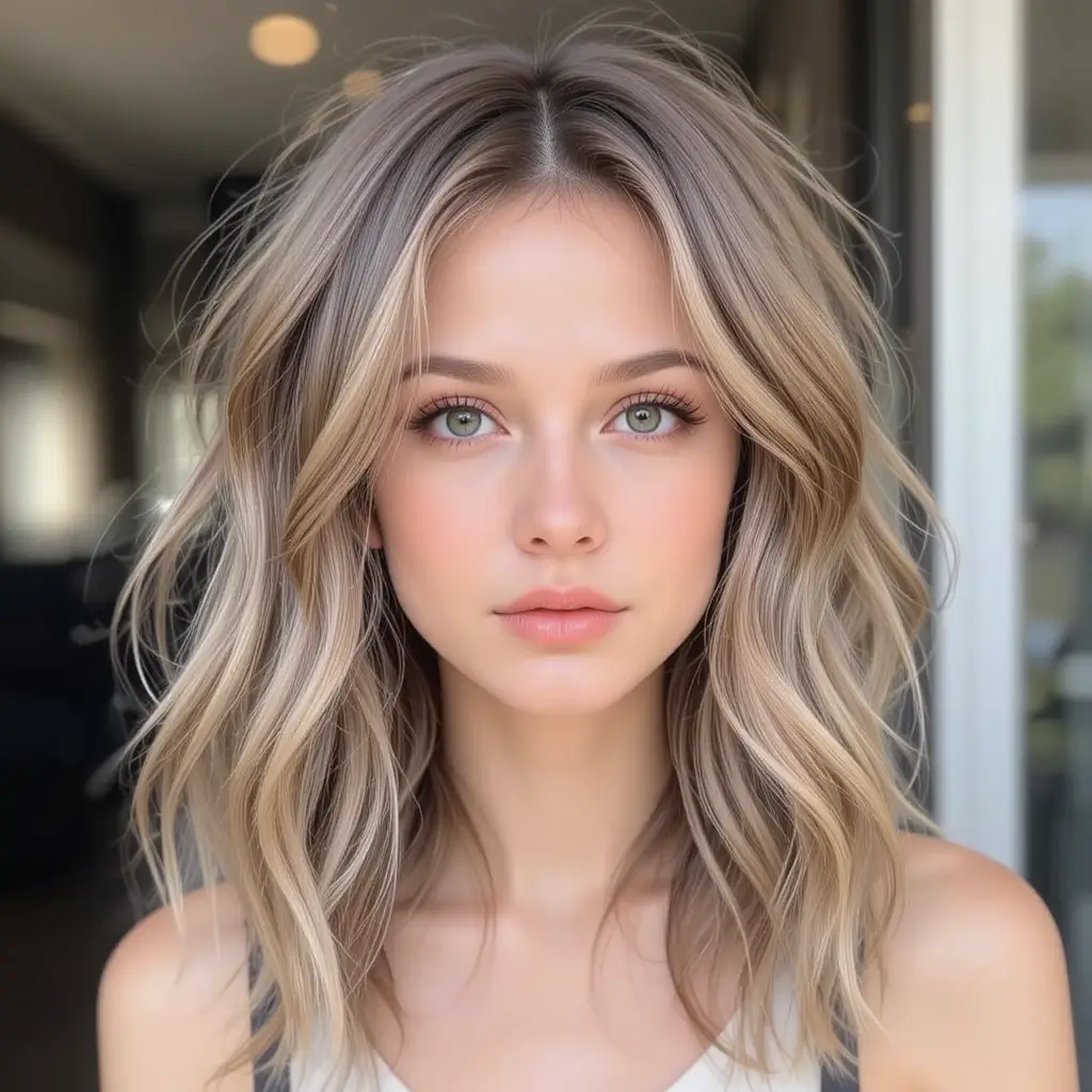 Tousled Medium-Length Ash Brown Hair