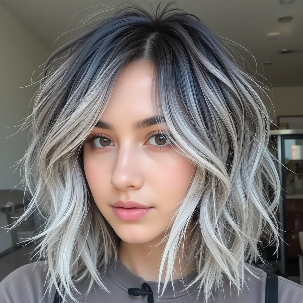Tousled Salt and Pepper Lob