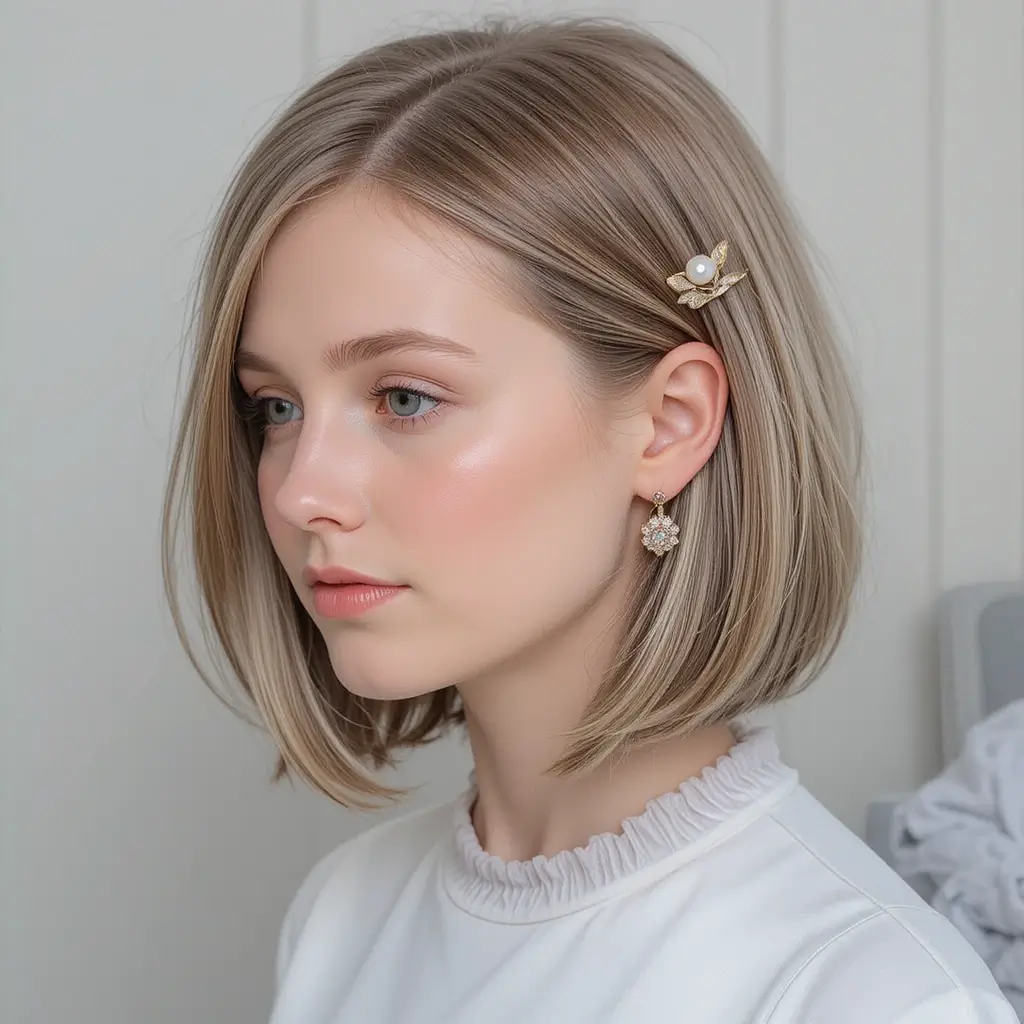 Tucked Bob with a Side Clip