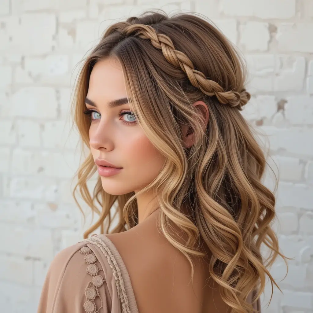 Twisted Crown with Loose Curls