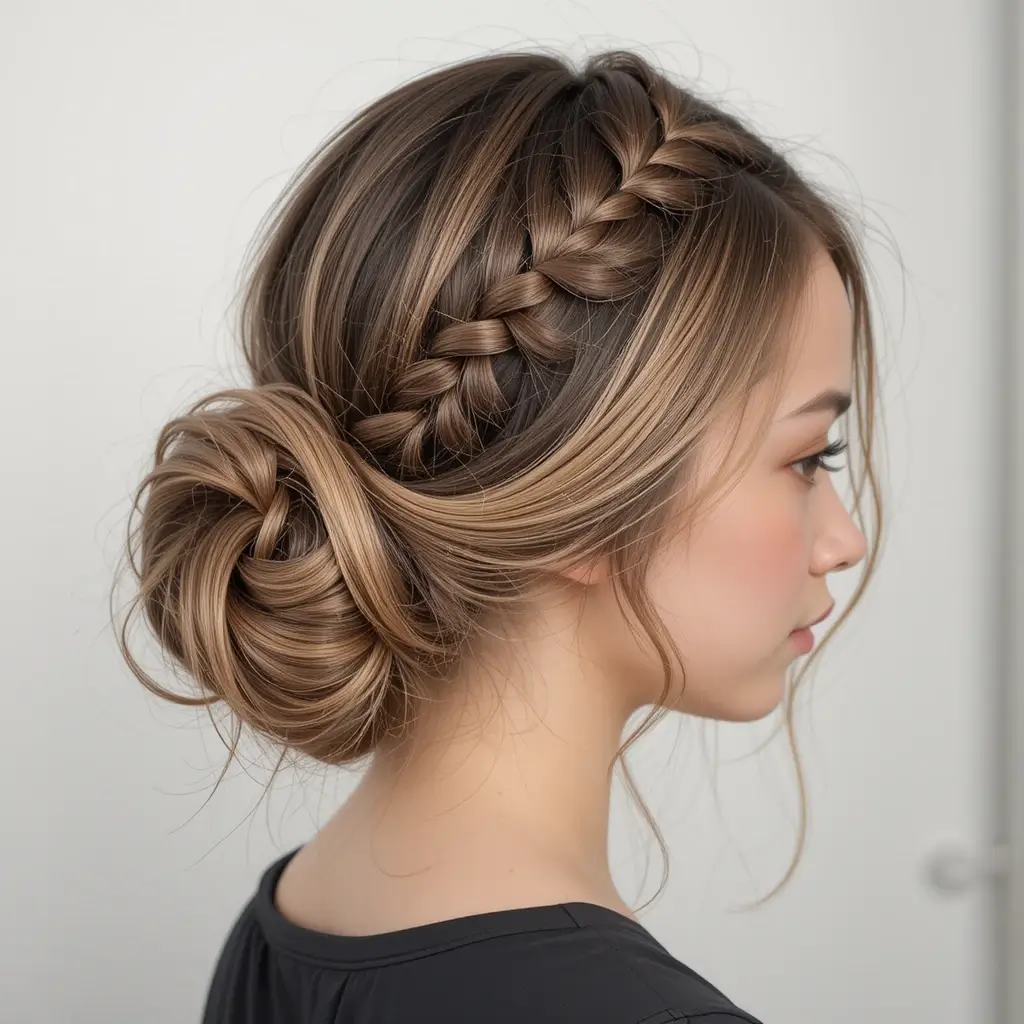 Twisted Double Braids Bun