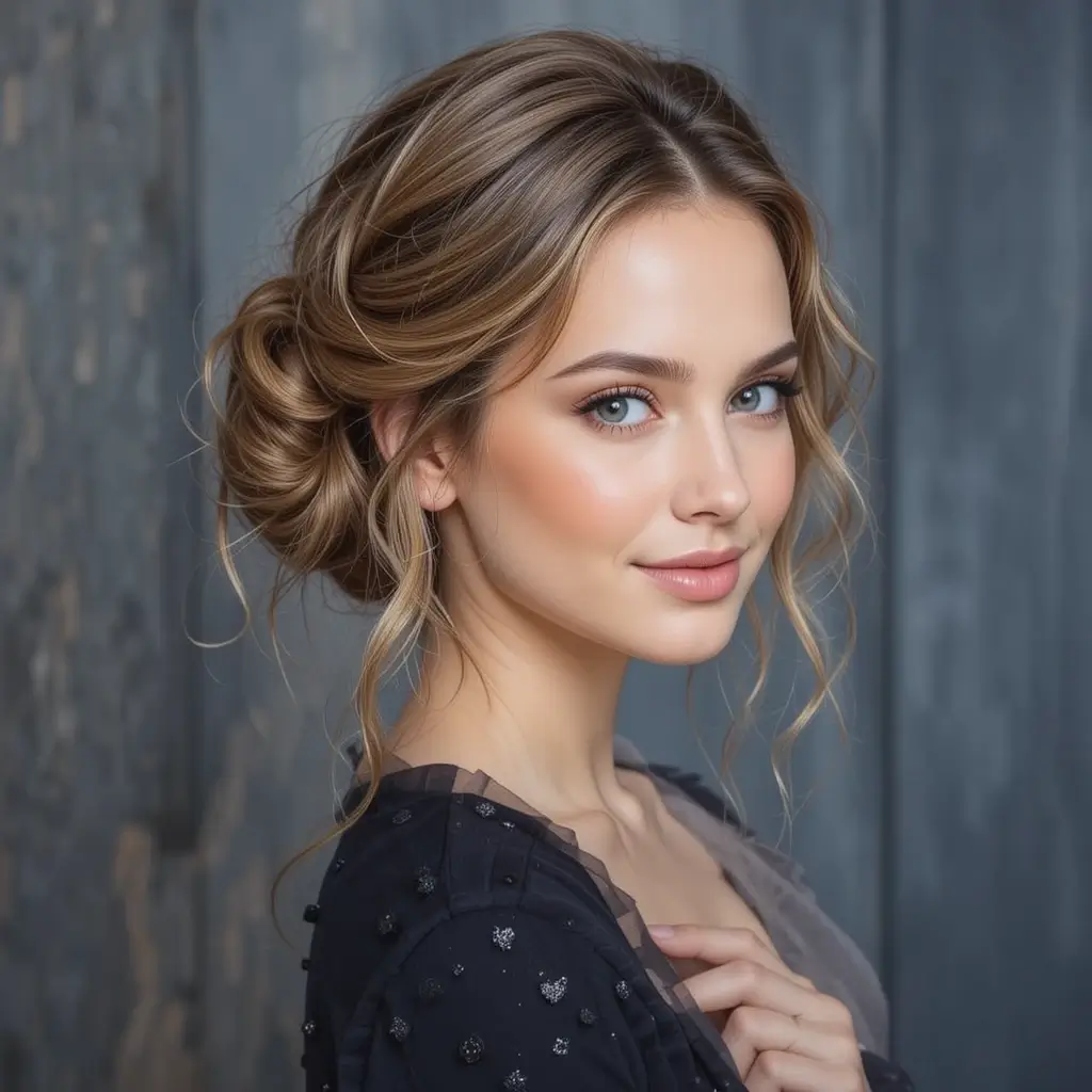 Twisted Half Updo with Soft Texture