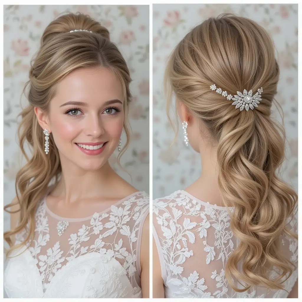 Twisted Low Pony with Hair Jewelry