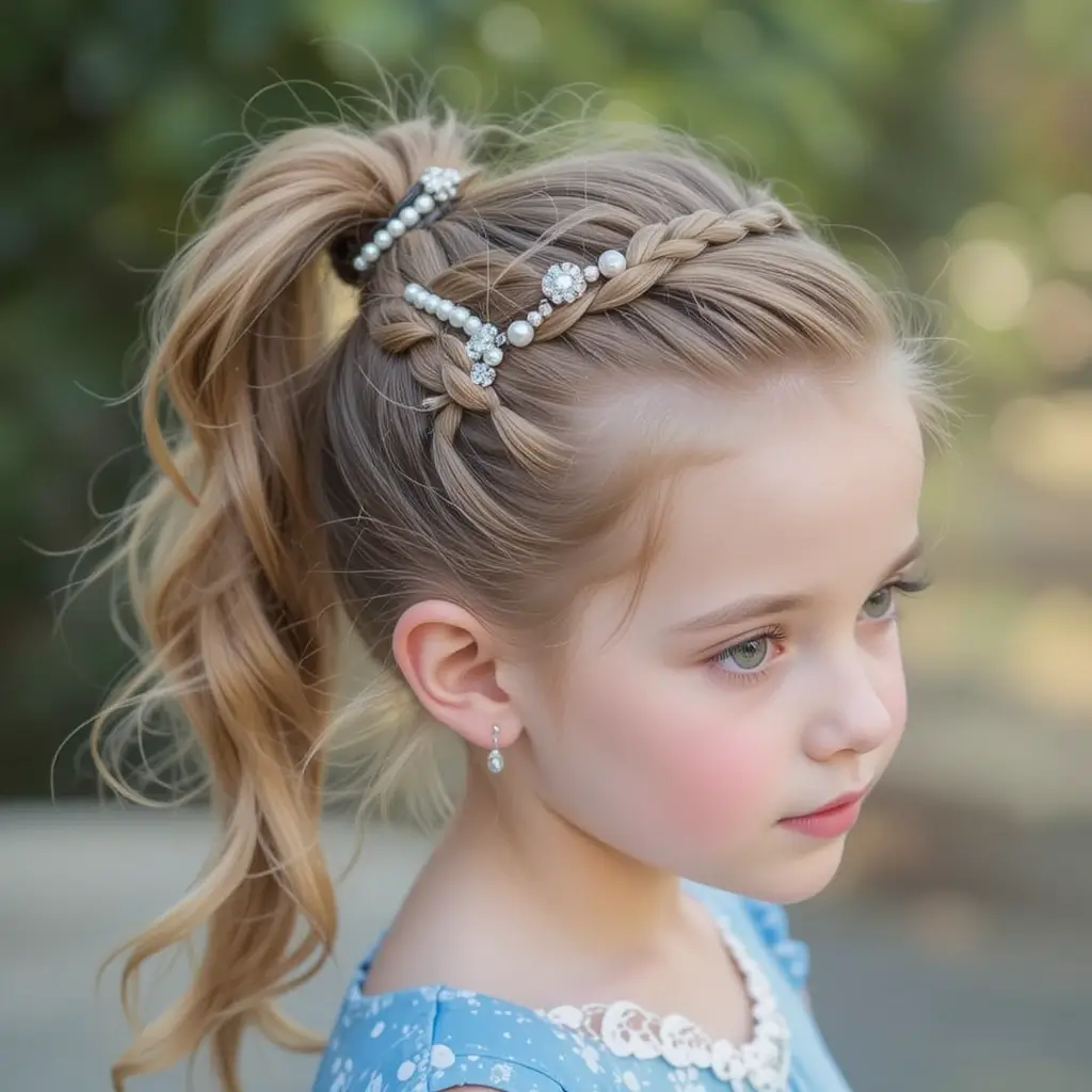 Twisted Ponytail with Decorative Clips