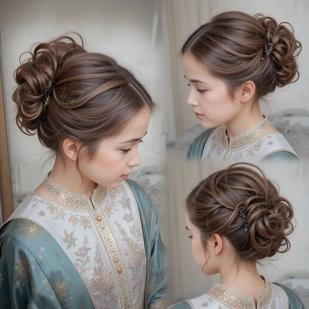 Twisted Side Bun with Soft Curls