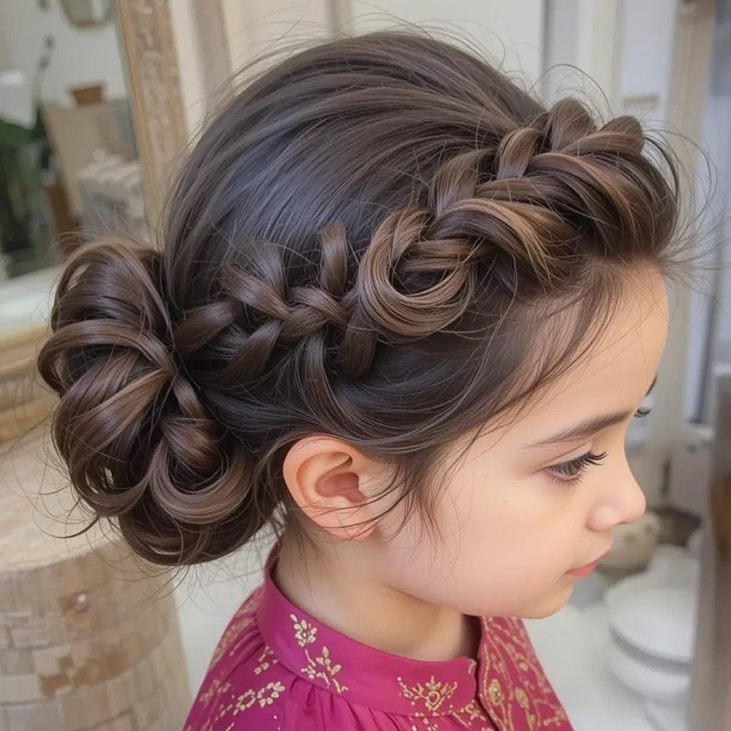 Twisted Side Bun with Soft Curls