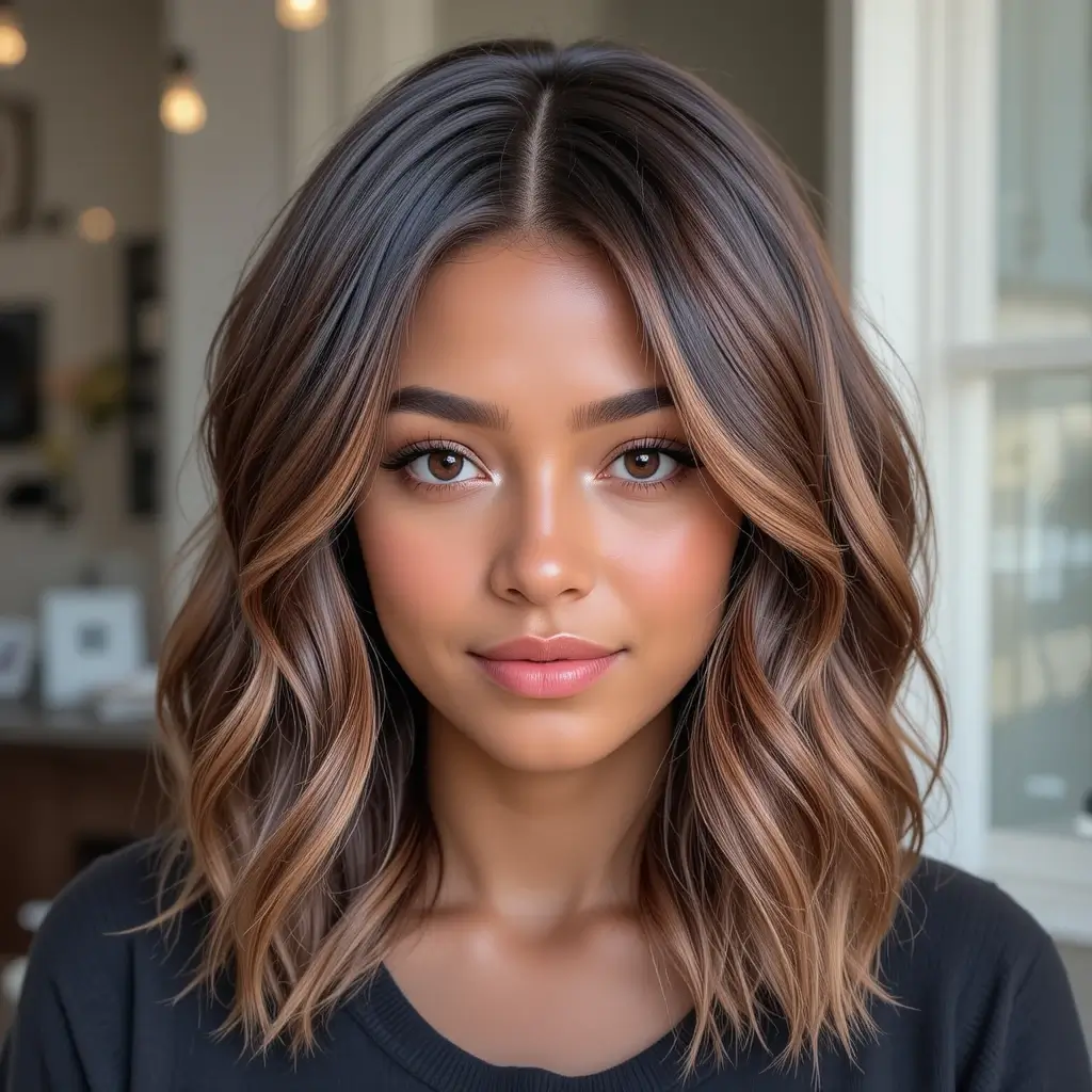 Warm Chestnut with Face-Framing Highlights