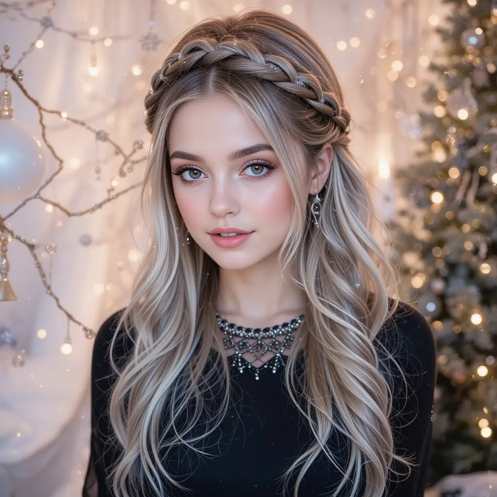 Waterfall Braid with Glitter Spray