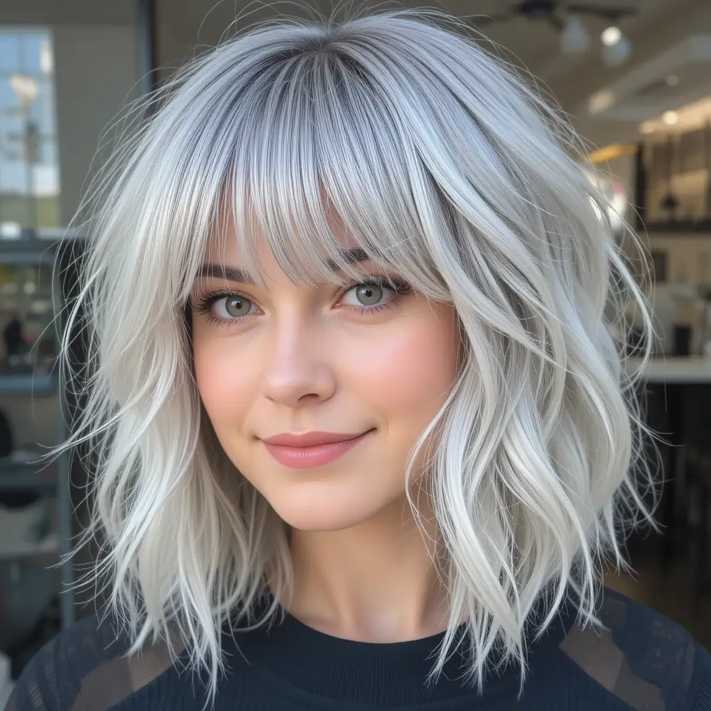 Wispy Salt and Pepper Bangs
