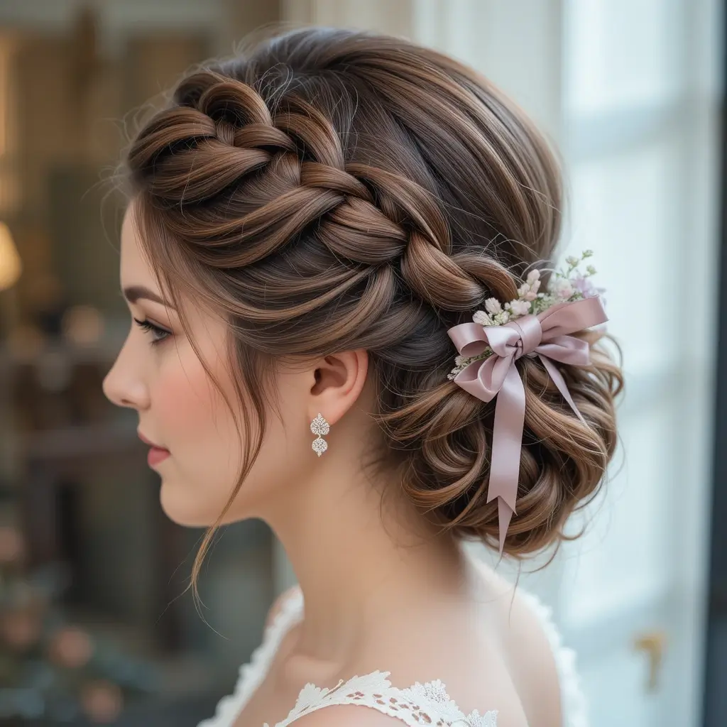 Wrapped Braid with Ribbon Accent