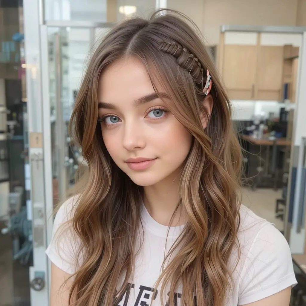 Zigzag Part with Loose Hair