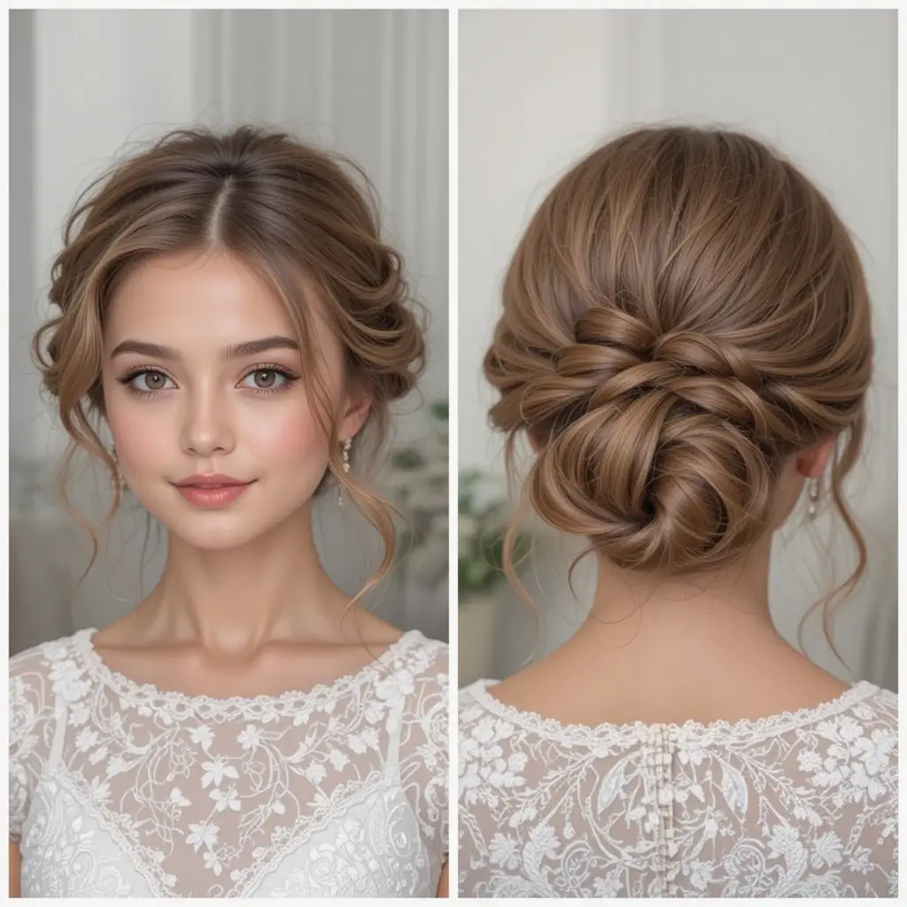 20. Low Side Bun with Loose Strands