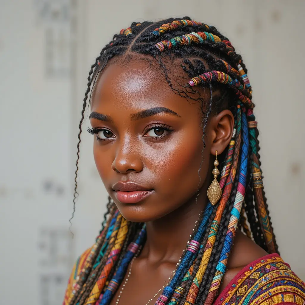 23. Fulani Braids with Thread Wraps