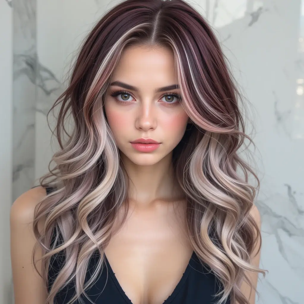 Ash Blonde on Deep Burgundy